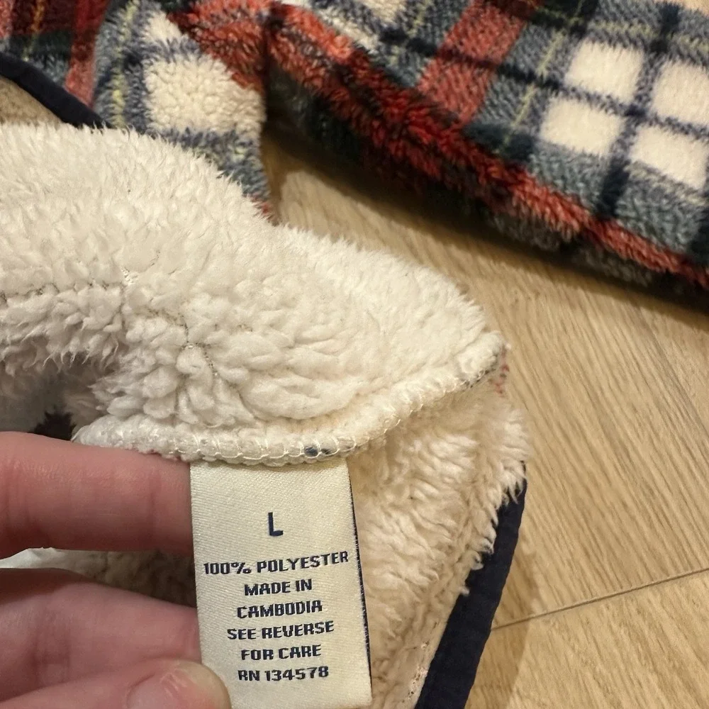 Vineyard Vines Boys Sherpa Fleece 1/4 Zip Jacket Tartan Plaid Size L 16 Holiday
